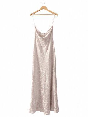 Princess Polly Ivory Floral Jacquard Cowl Neck Maxi Dress US 6